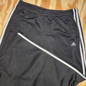 2009 Adidas‎ Mens M Black W/ White Stripes Track Warm Up Pants Pockets EUC